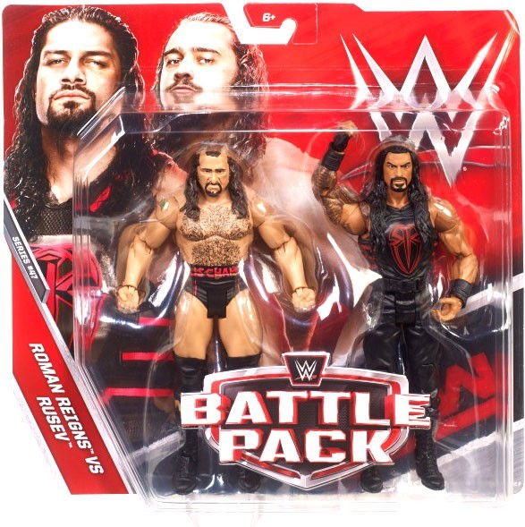 Damaged Packaging WWE Wrestling Basic Series #47 Roman Reigns & Rusev Action Figure 2 Pack