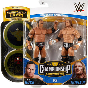 WWE Wrestling Basic Championship Showdown Series #2 The Rock v Triple H Action Figure 2 Pack