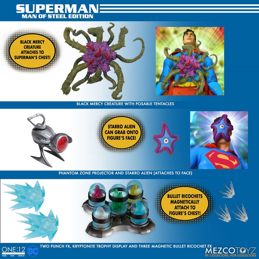 DC Mezco Superman Man Of Steel One:12 Scale Action Figure Coming Soon